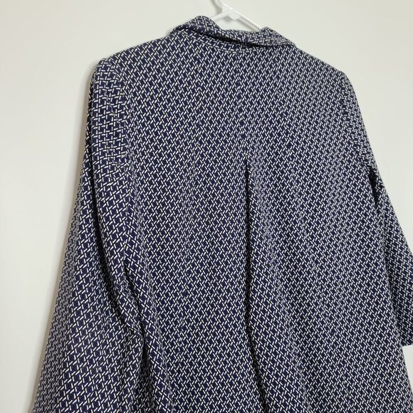 Estelle & Finn Shaped Diamond Print Blue White Open Front Blazer Size 6 - Picture 8 of 9